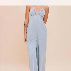 Mustard Seed NWT Light Blue Spaghetti-Strap Wide-Leg Jumpsuit